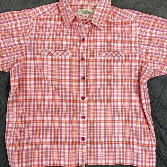 Cabelas Button Up Shirt Womens Large Plaid Green Pink Purple Lot of‎ 3 - Picture 9 of 15